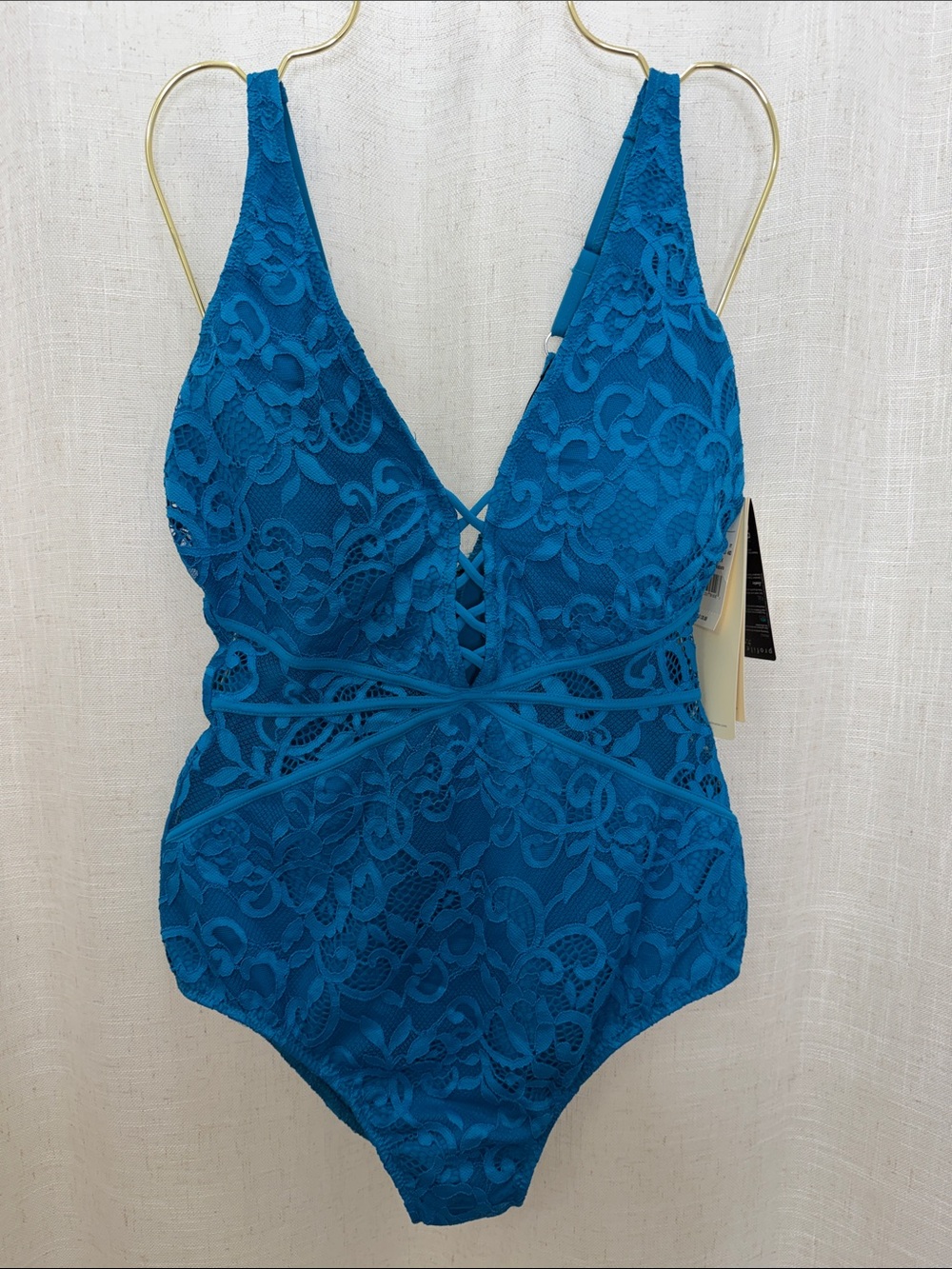 Gottex Blue Lace One-Piece Swimsuit Size 12D Brand New W/Tags